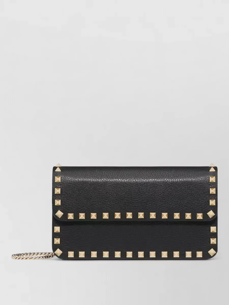 Valentino Garavani Rockstud Spike Chain Wallet en negro, foto 3