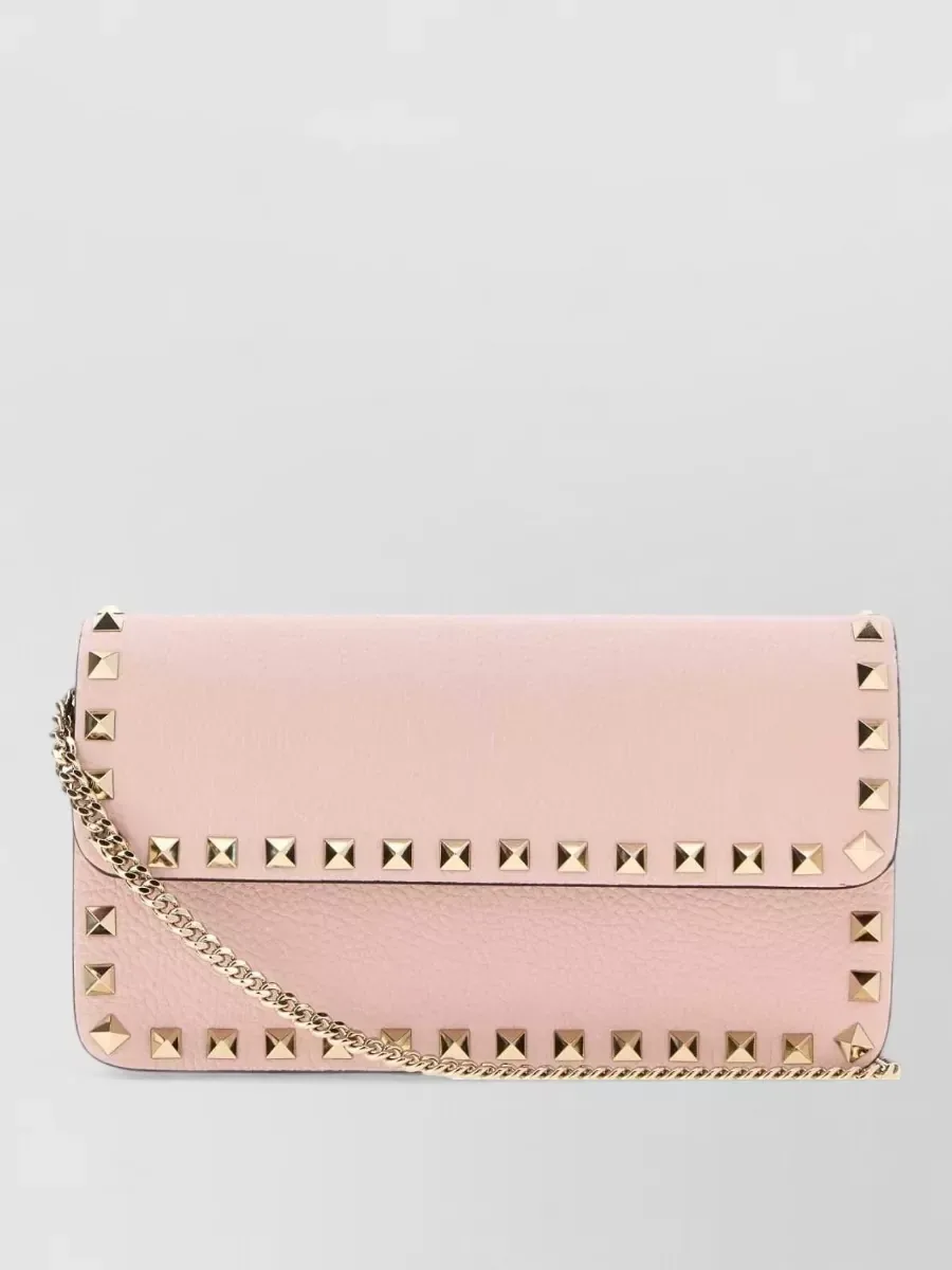 Valentino Garavani Rockstud Spike Chain Wallet en rosa, foto 1