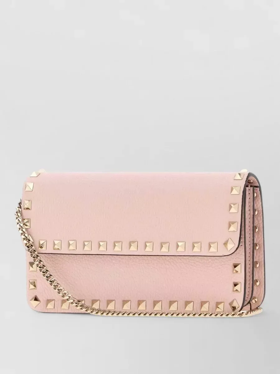 Valentino Garavani Rockstud Spike Chain Wallet en rosa, foto 2