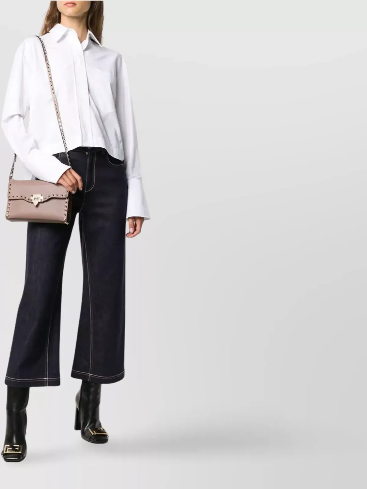 Sac porté épaule Valentino Garavani Rockstud Spike Small en rose poudré, photo 2