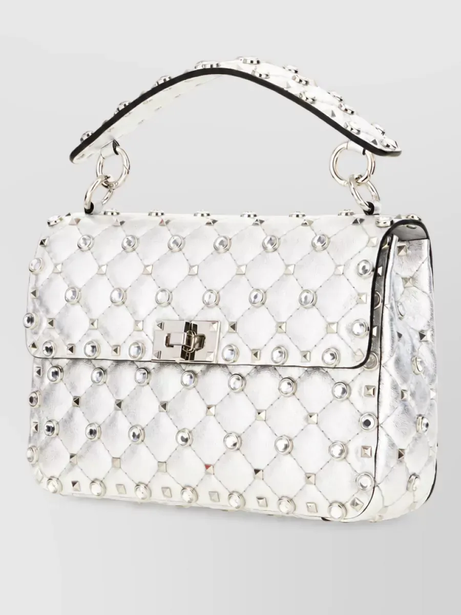 Clutch Valentino Garavani Rockstud Spike en plata, foto 3