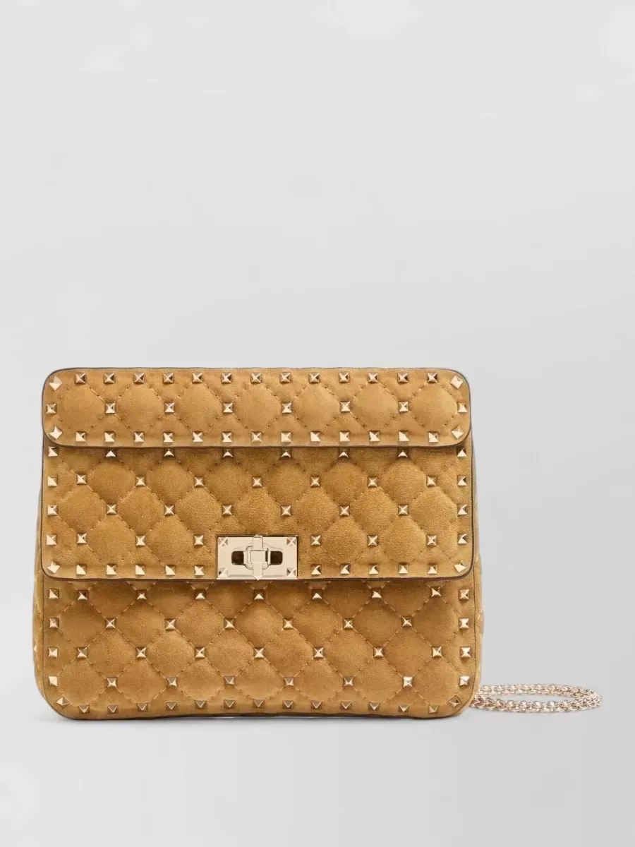 Pochette Valentino Garavani Rockstud Spike Medium trapuntata in marrone, foto 3