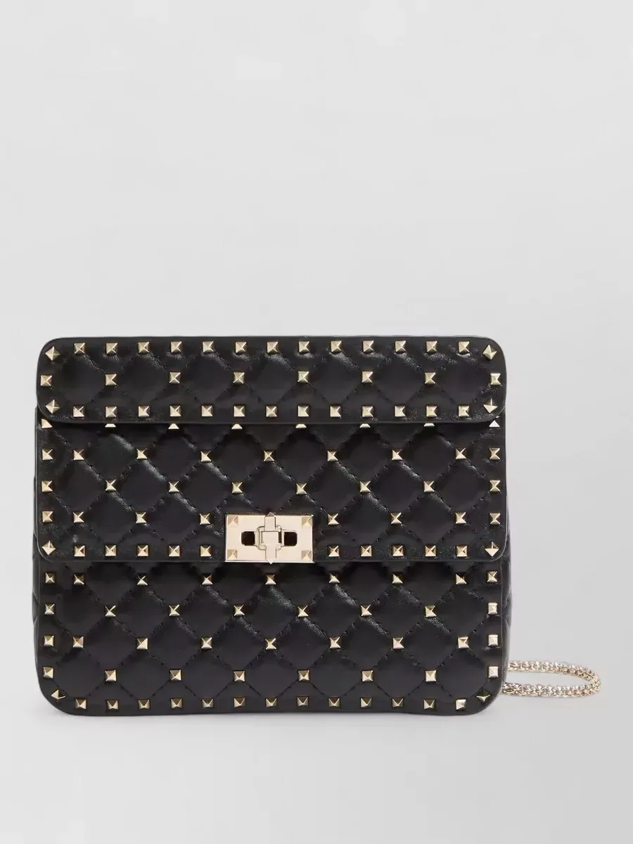 Borsa trapuntata Valentino Garavani Rockstud Spike Medium in pelle di agnello nera, foto 1