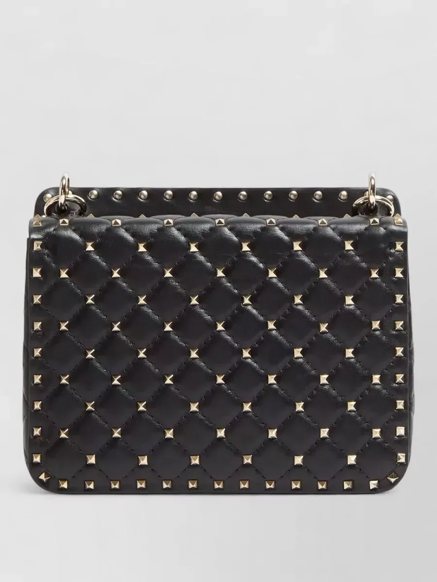 Borsa trapuntata Valentino Garavani Rockstud Spike Medium in pelle di agnello nera, foto 2