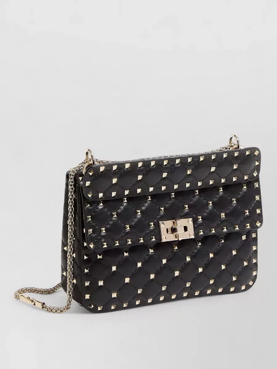 Borsa trapuntata Valentino Garavani Rockstud Spike Medium in pelle di agnello nera, foto 3