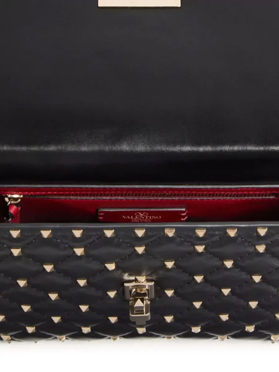 Borsa trapuntata Valentino Garavani Rockstud Spike Medium in pelle di agnello nera, foto 4