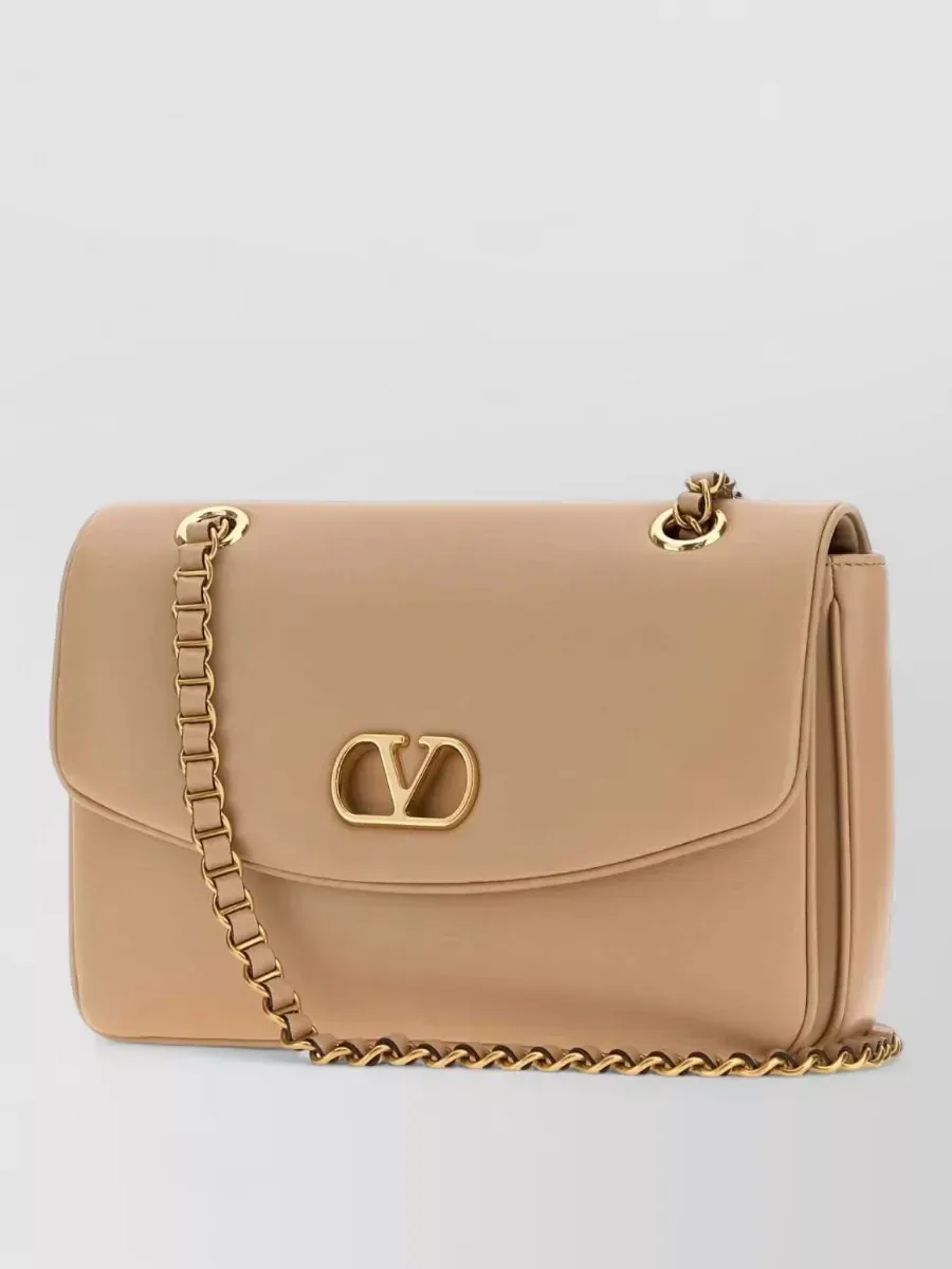 Valentino Garavani Leather Chain Shoulder Bag in Beige, photo 1