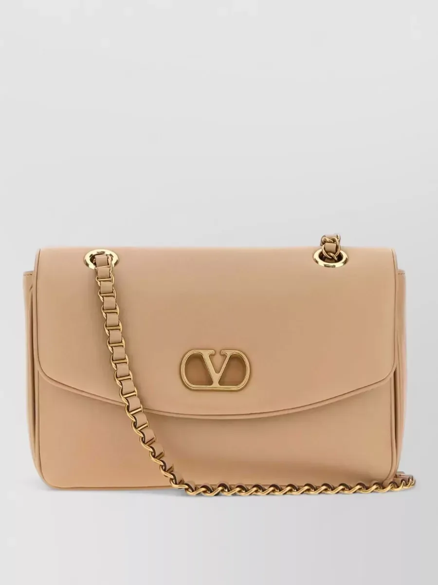 Valentino Garavani Leather Chain Shoulder Bag in Beige, photo 2