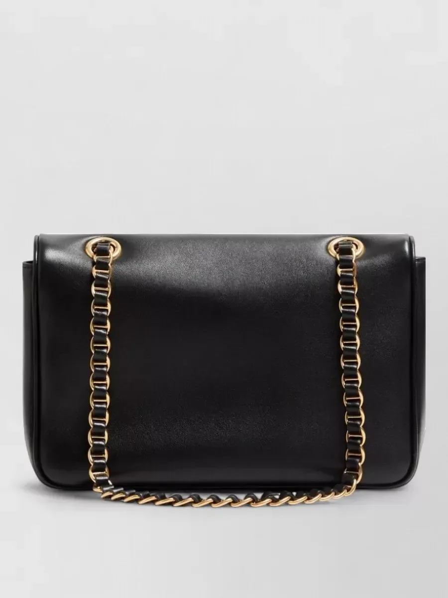 Valentino Garavani Leather Chain Shoulder Bag in Black, photo 3