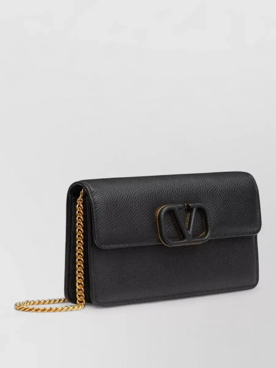Valentino Garavani VLogo Signature Chain Wallet en negro, foto 1