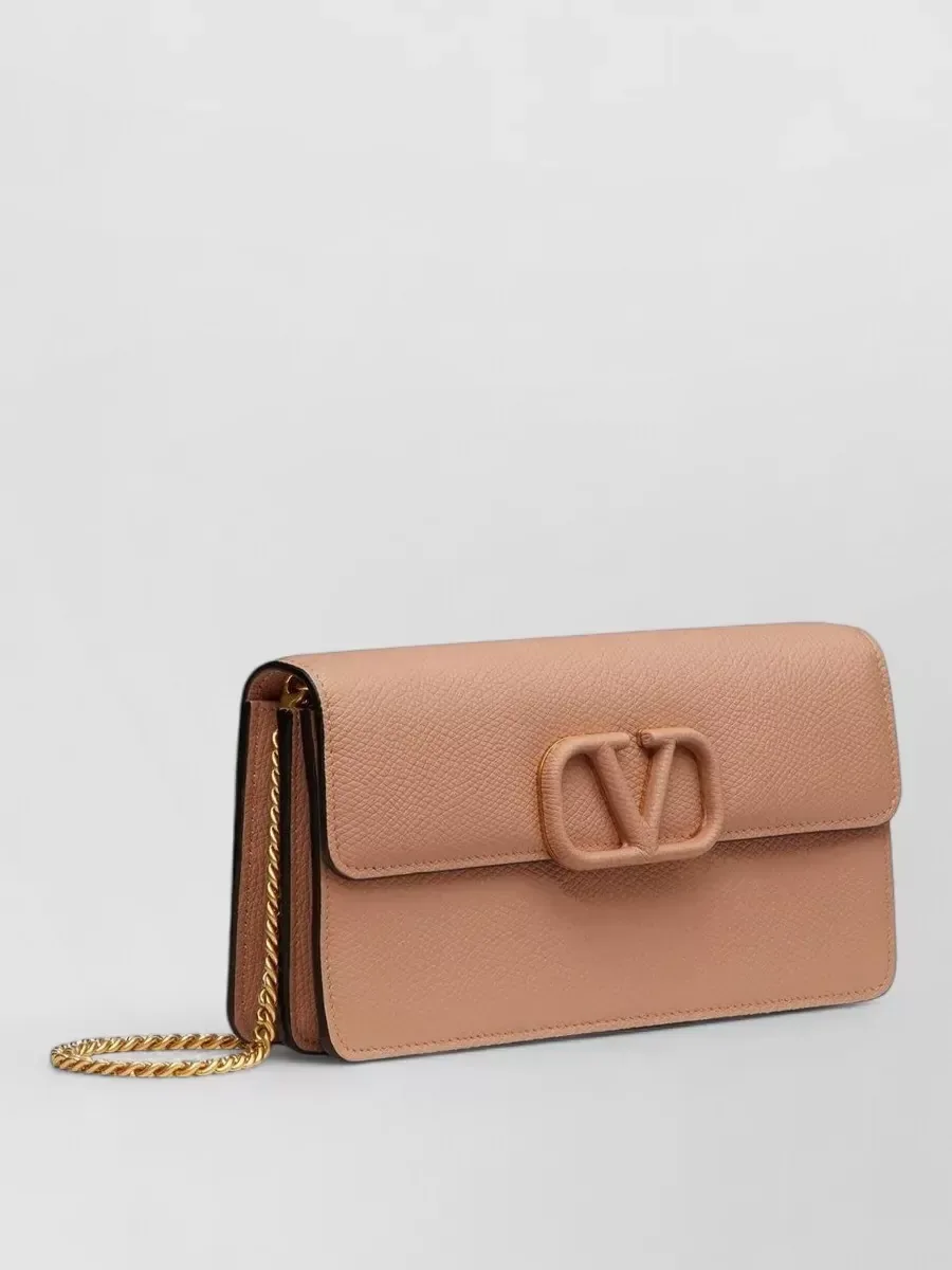 Valentino Garavani VLogo Signature Chain Wallet en rosa, foto 3