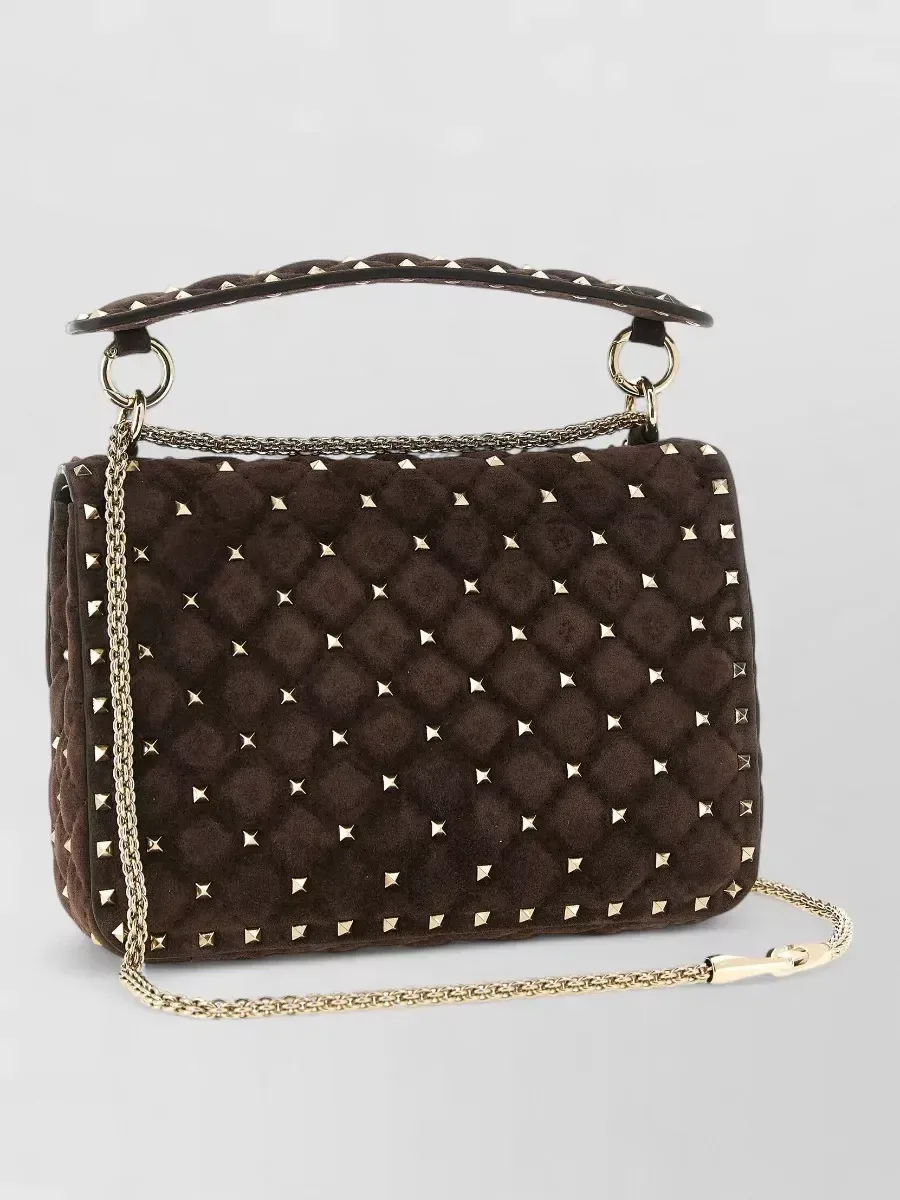 Valentino Garavani Rockstud Spike Medium Quilted Clutch in Braun, Foto 1