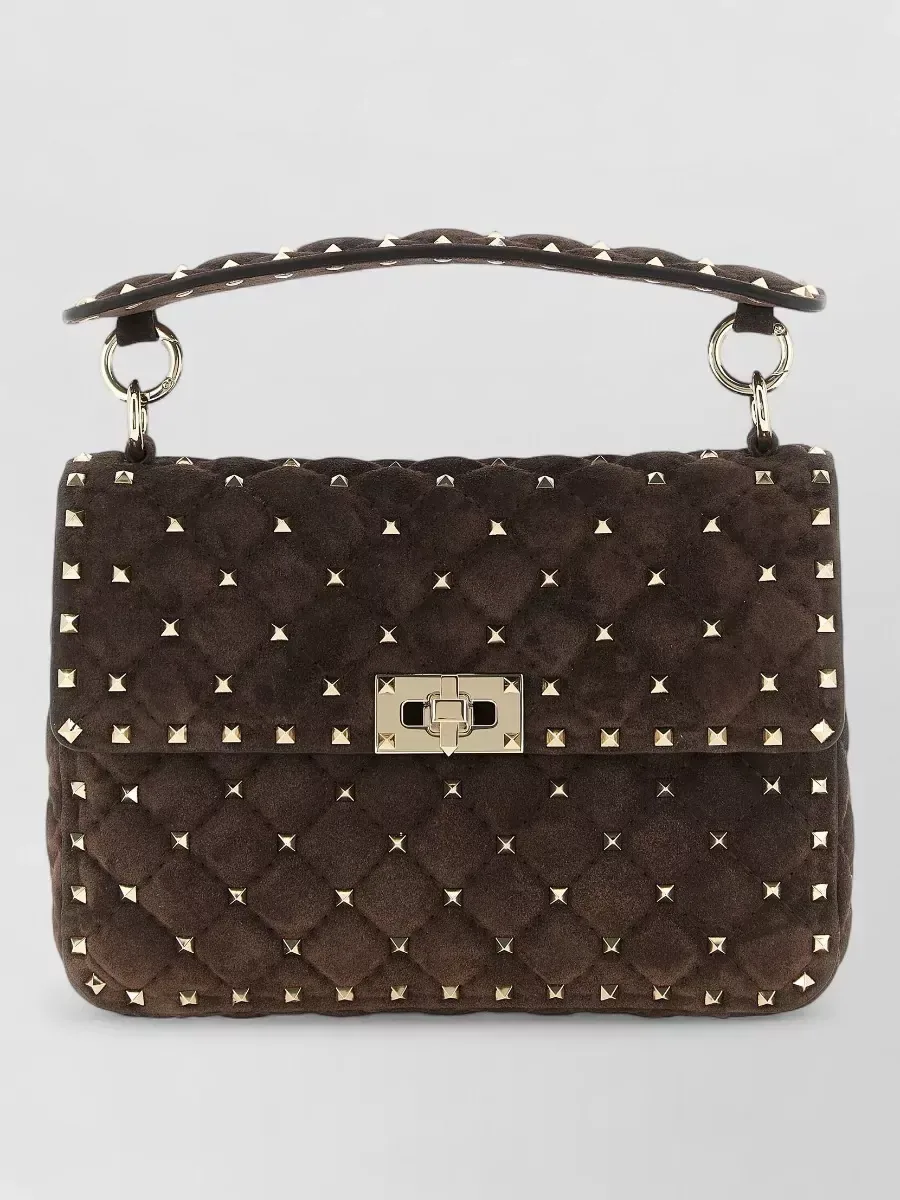 Valentino Garavani Rockstud Spike Medium Quilted Clutch in Braun, Foto 2