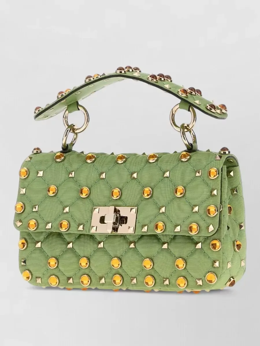Pochette Valentino Garavani Rockstud Spike en tissu vert, photo 1