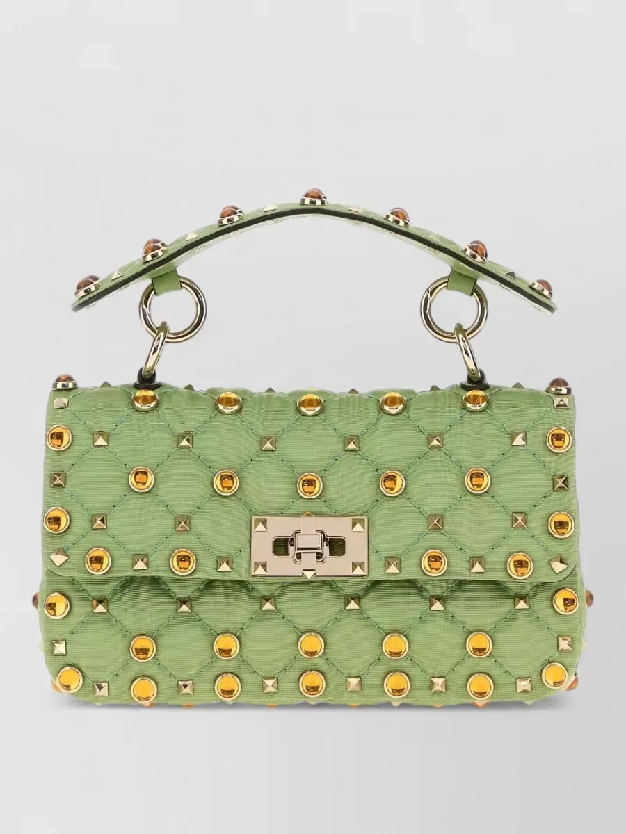 Pochette Valentino Garavani Rockstud Spike en tissu vert, photo 2