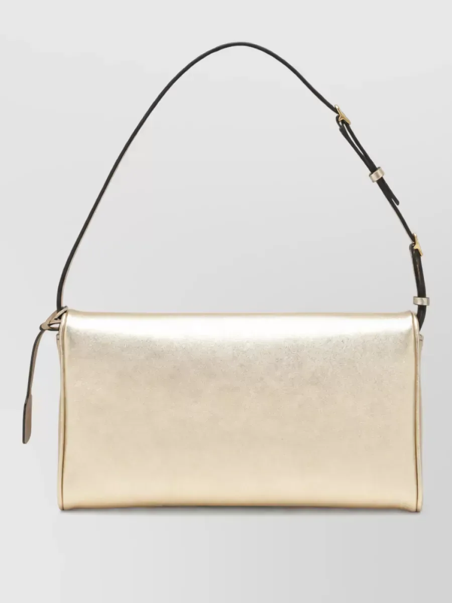 Pochette Valentino Garavani Metallic Fold-Over in oro, foto 2