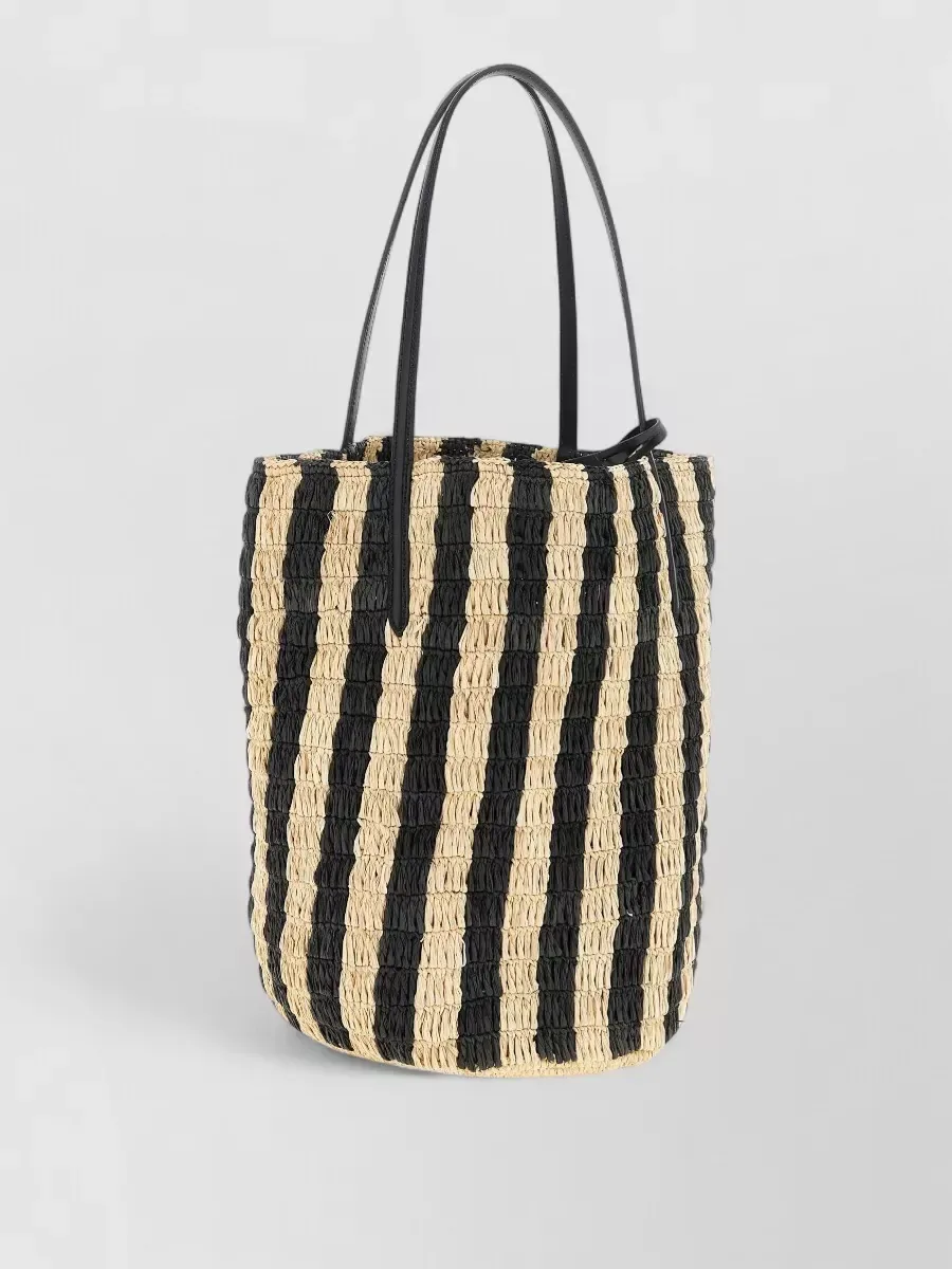 Valentino Garavani VLogo Signature Raffia Tote in Black, photo 2