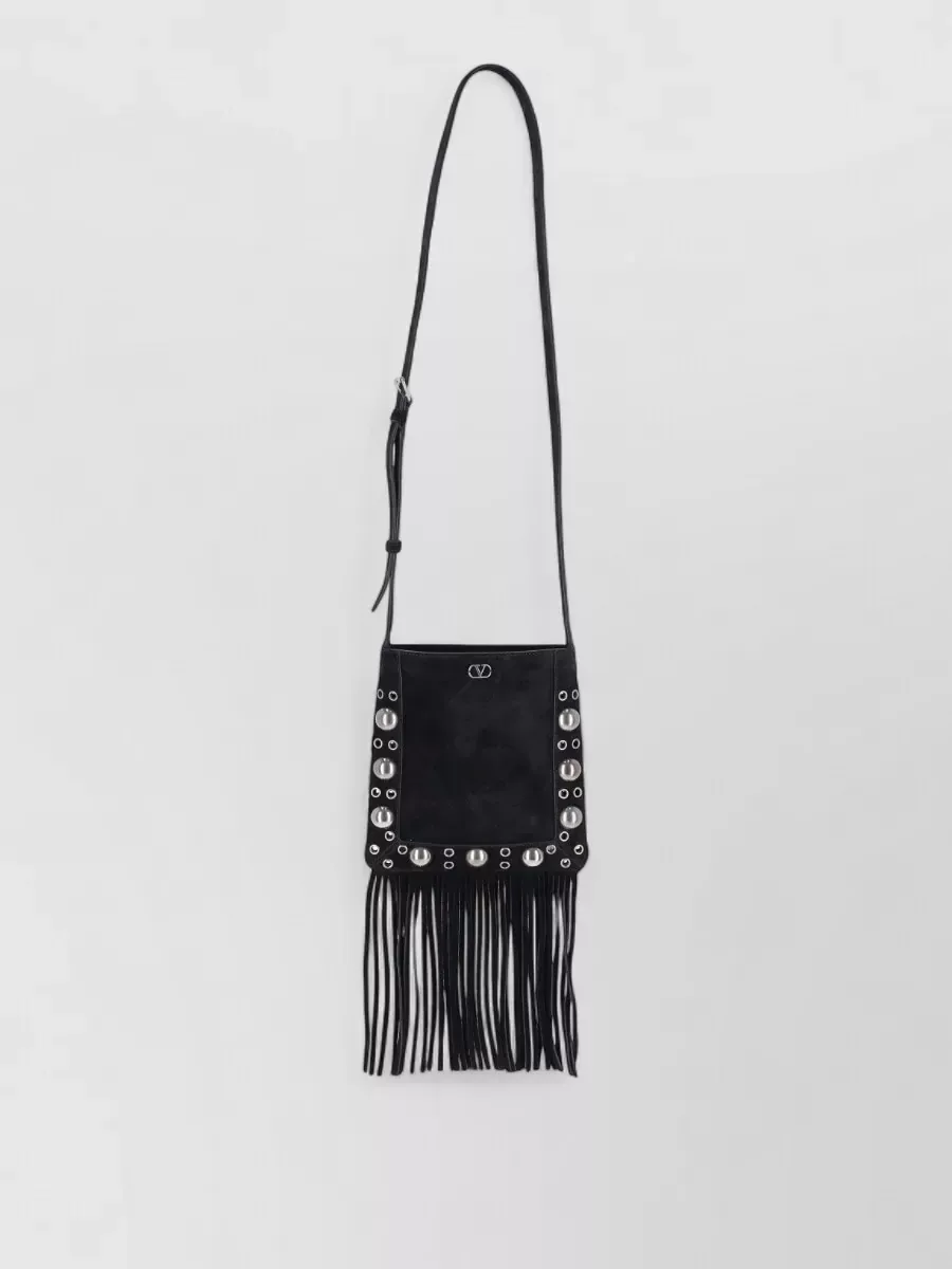 Valentino Garavani Fringed Mini Shoulder Bag in Black, photo 1
