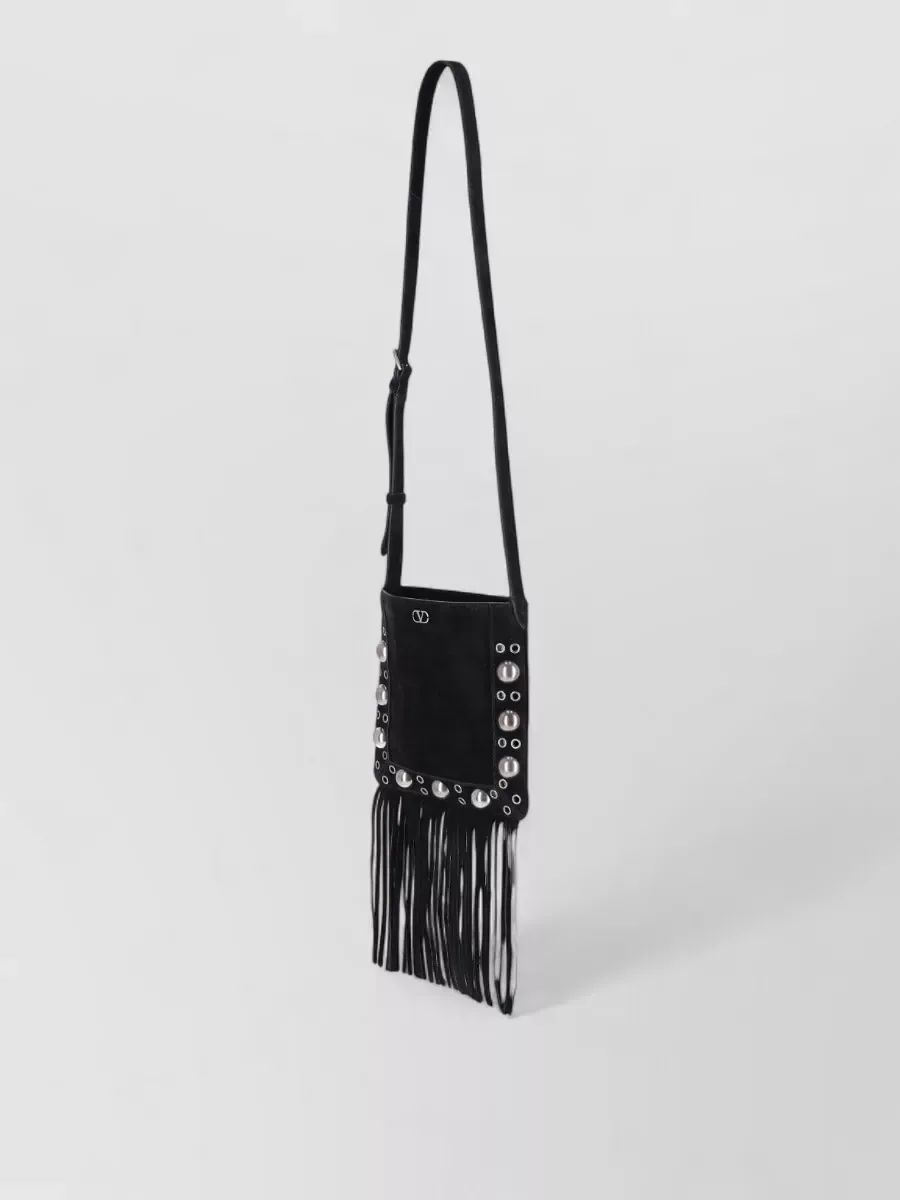 Valentino Garavani Fringed Mini Shoulder Bag in Black, photo 2