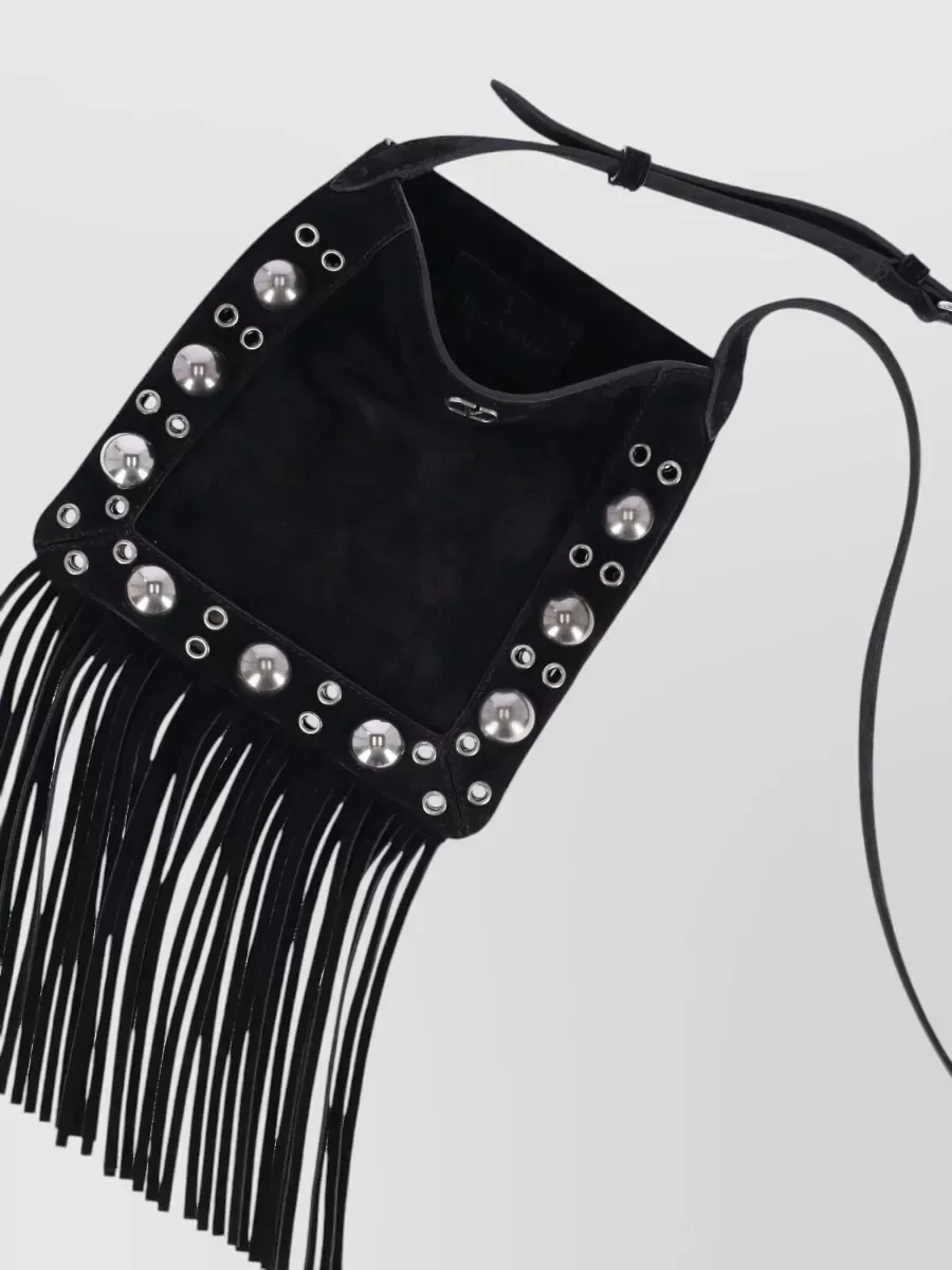 Valentino Garavani Fringed Mini Shoulder Bag in Black, photo 3
