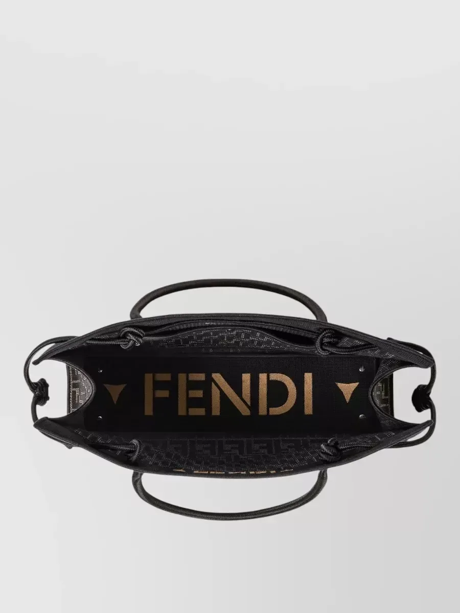 Fendi Large Logo Embroidered Tote in Black, photo 3