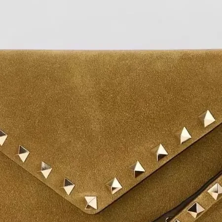 Valentino Garavani Studded Envelope Clutch in Camel, Detail