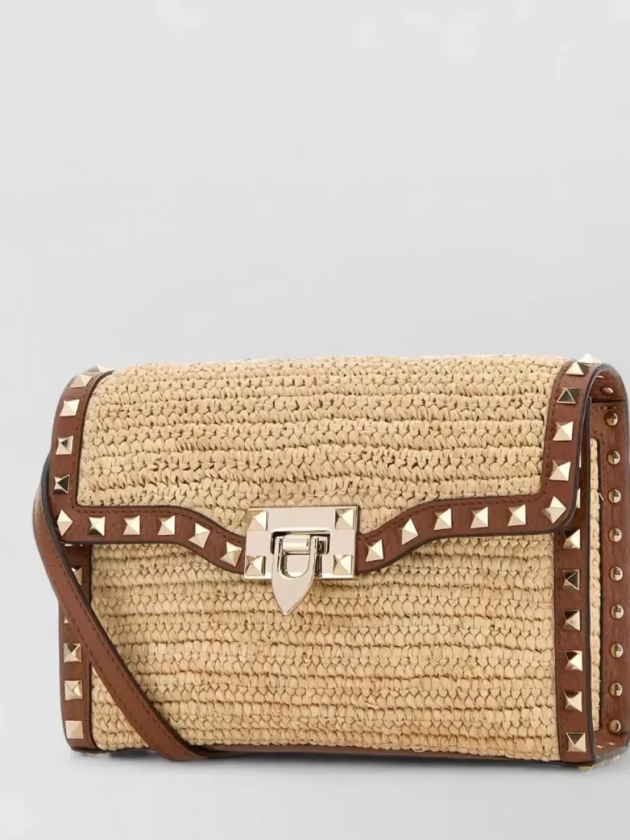 Valentino Garavani Studded Raffia Clutch in Beige, photo 2