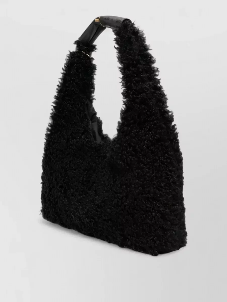 La Milanesa Faux Shearling Hobo in Black, photo 2
