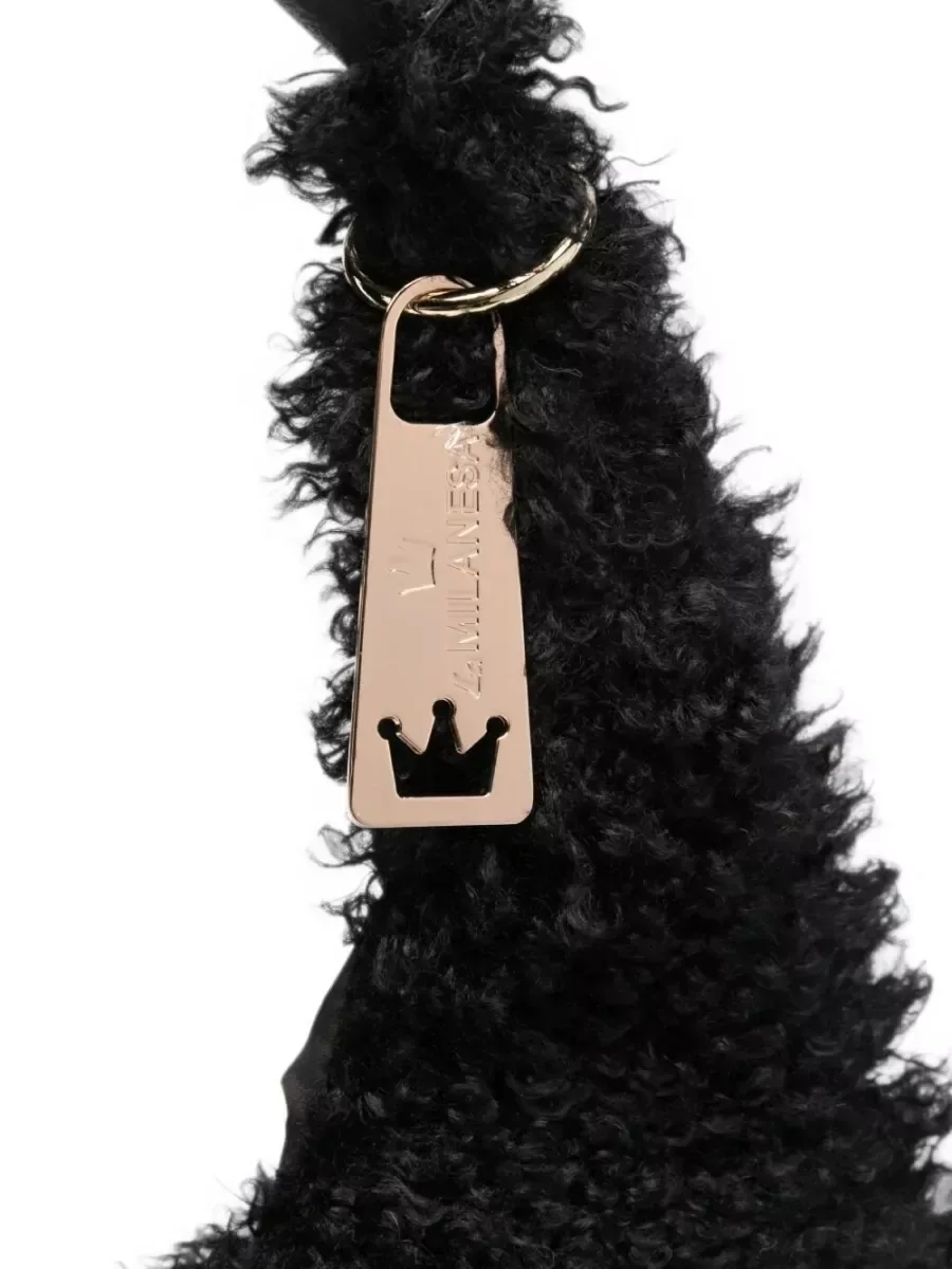 La Milanesa Faux Shearling Hobo in Black, photo 3