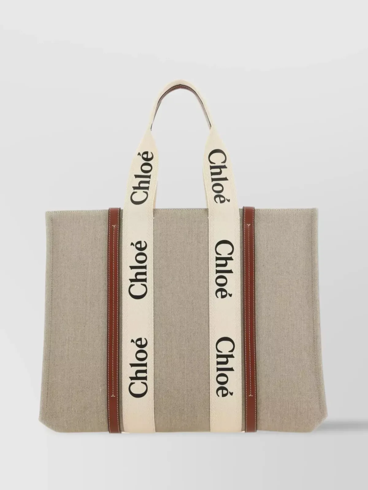Cabas Chloé Woody Large en beige, photo 1