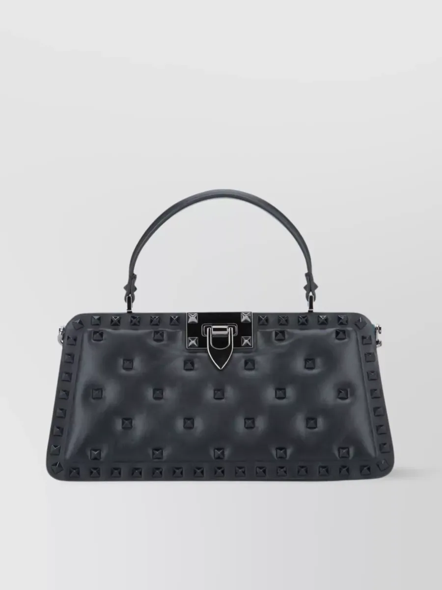 Valentino Garavani Rockstud Spike Crossbody Bag in Black Quilted Leather