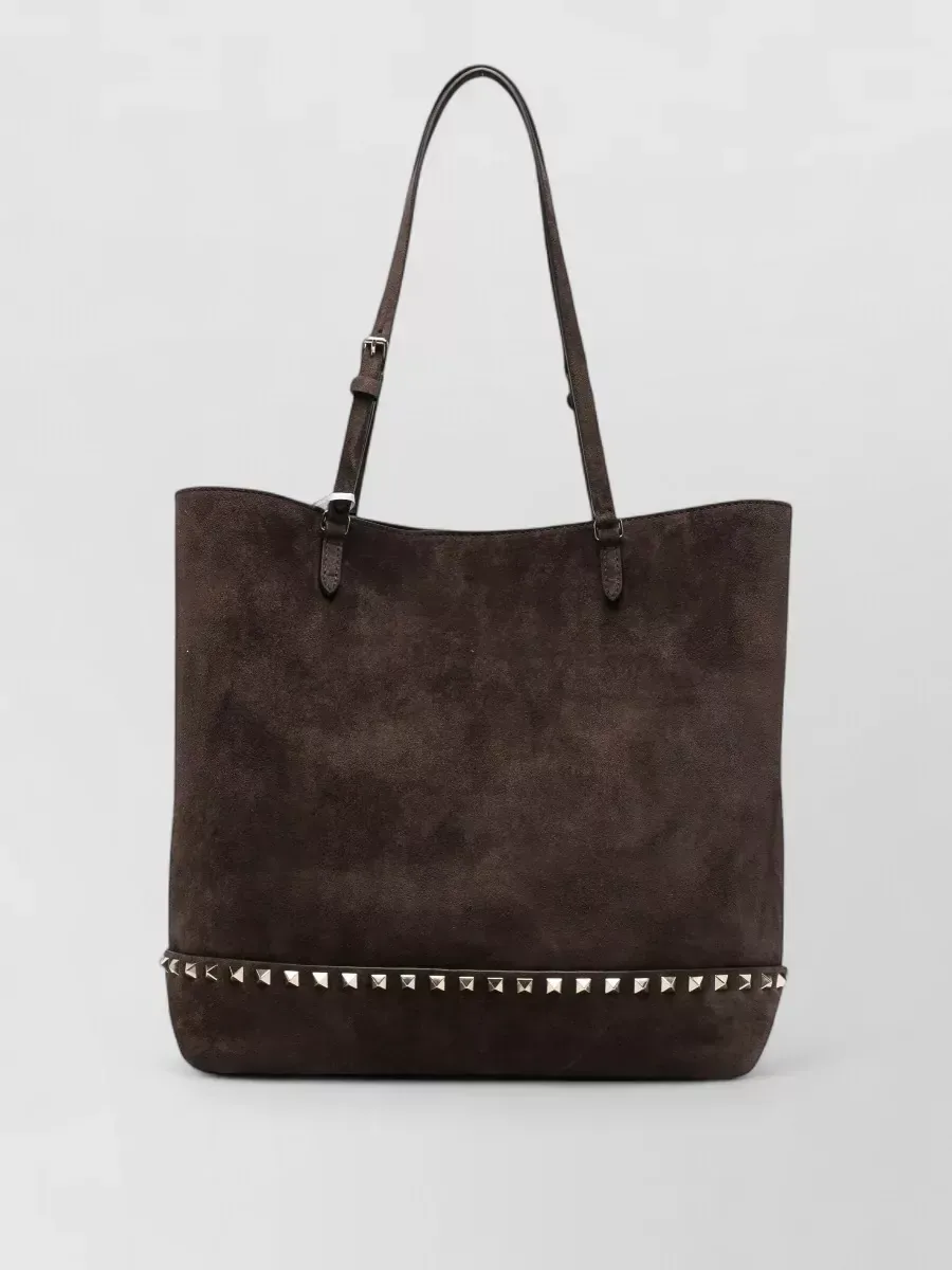 Valentino Garavani Rockstud Medium Tote Bag in Brown Suede