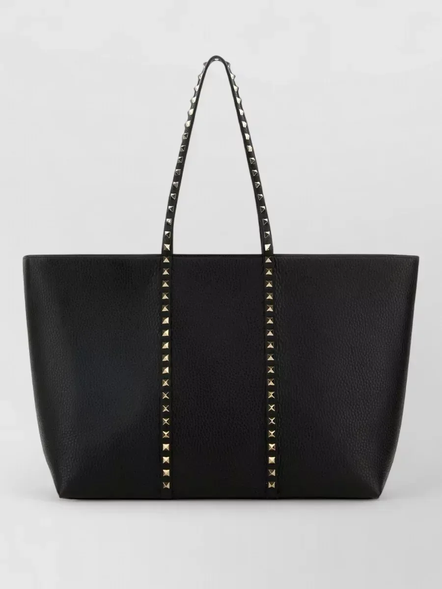 Valentino Garavani Studded Pebbled Tote Medium in Black, photo 1
