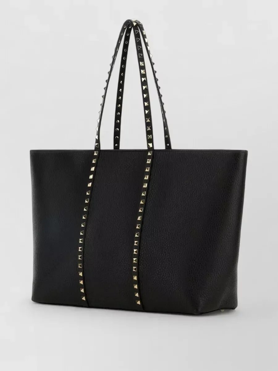 Valentino Garavani Studded Pebbled Tote Medium in Black, photo 2