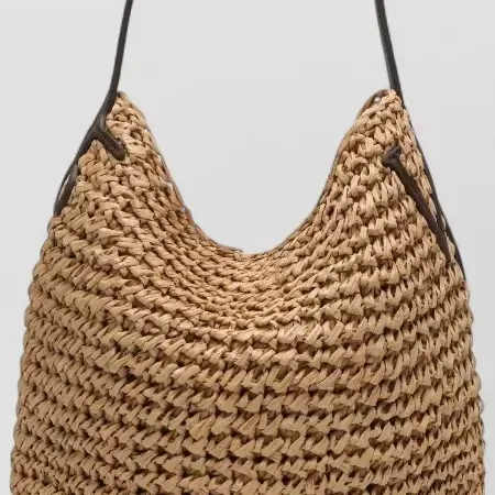 JW Anderson Small Raffia Tote fauve, détail