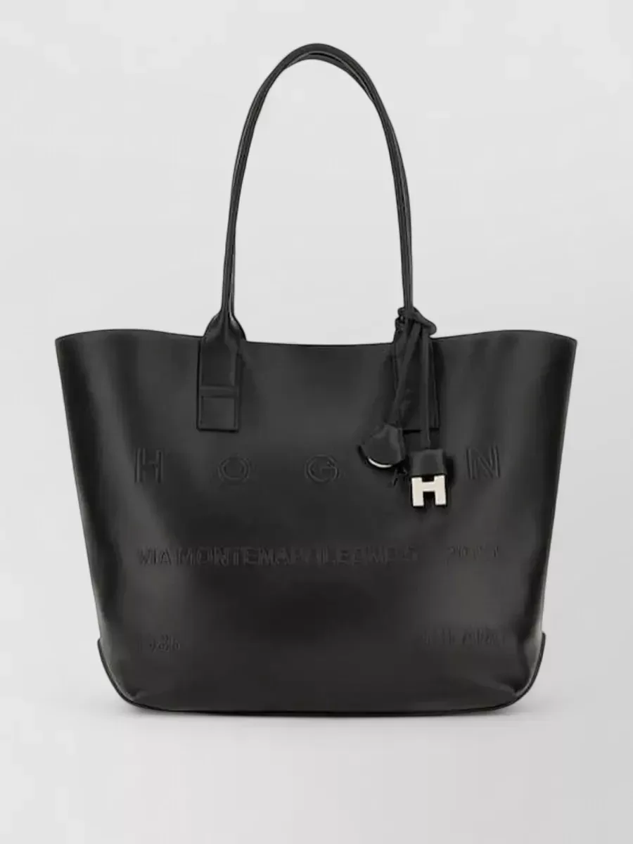 Hogan Medium Leather Tote in Schwarz, Foto 2
