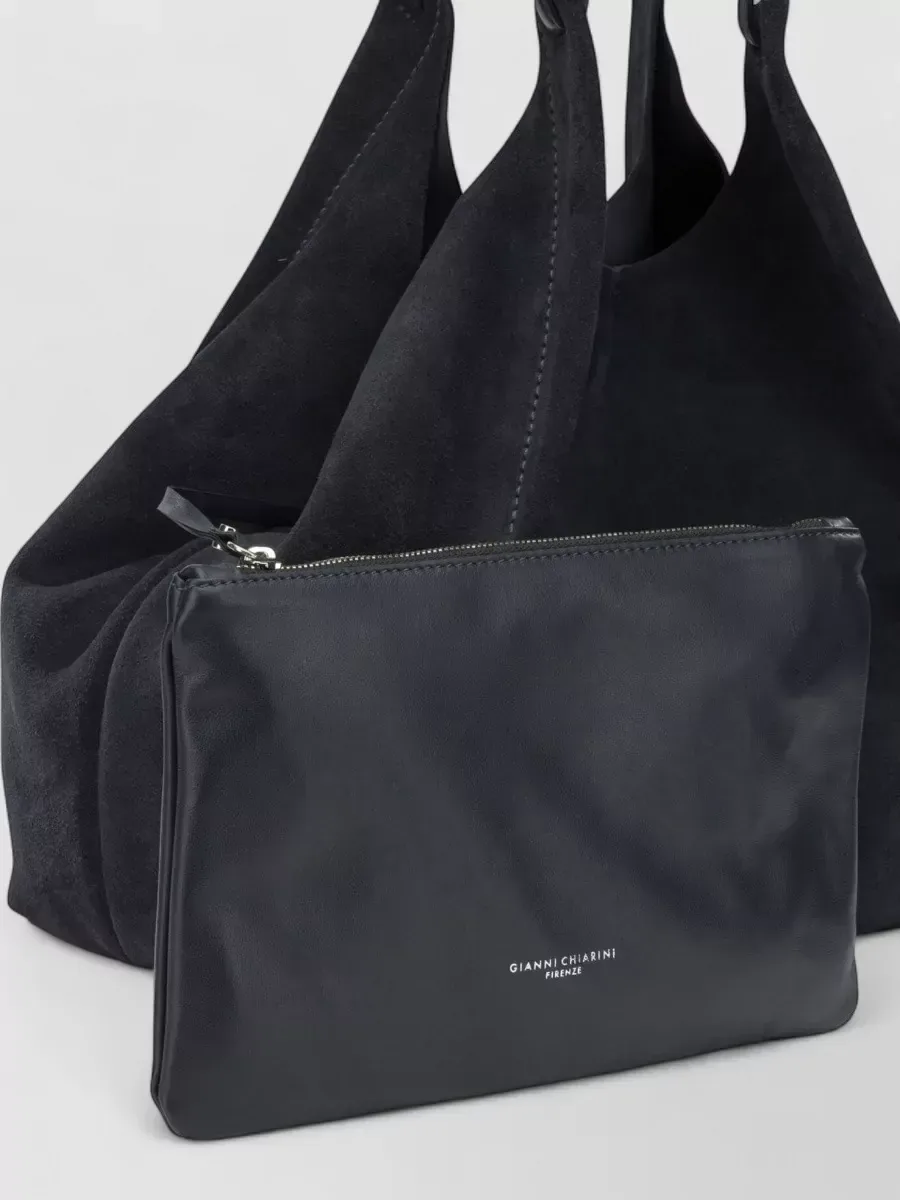 Gianni Chiarini Leather Tote باللون الكحلي، صورة 3