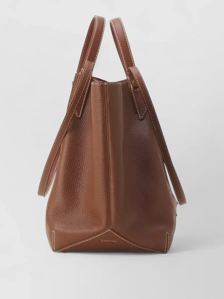 Cabas Lanvin en cuir texturé marron, structure souple