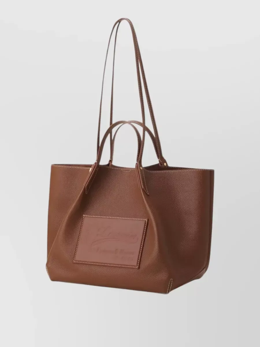 Cabas Lanvin en cuir texturé marron, anses supérieures
