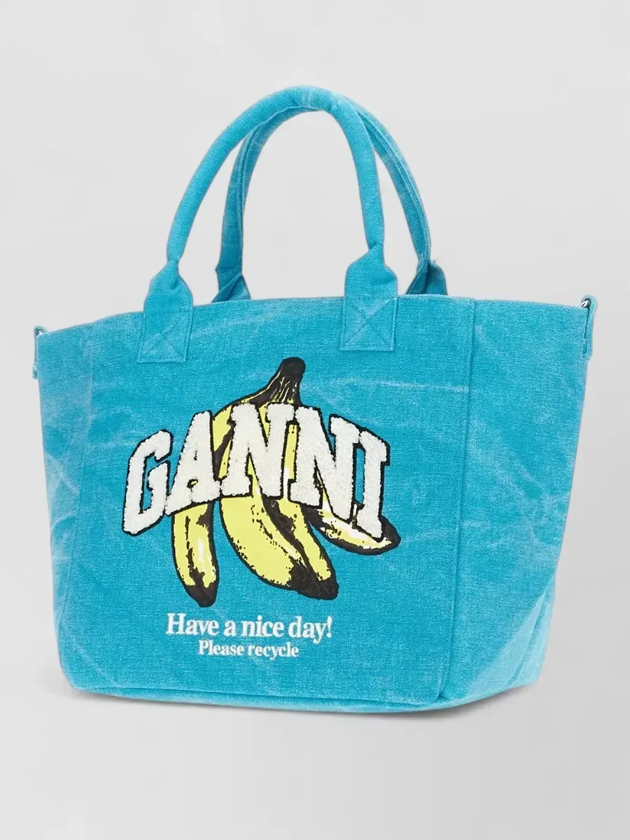 Mala tote Ganni estampada em Azul, foto 3