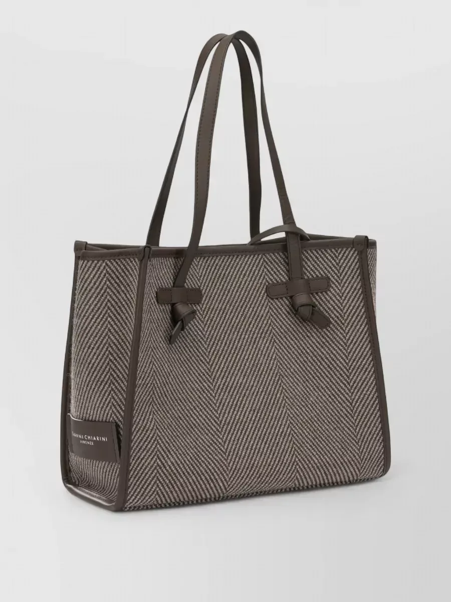 Sac cabas Gianni Chiarini à chevrons marron, photo 1