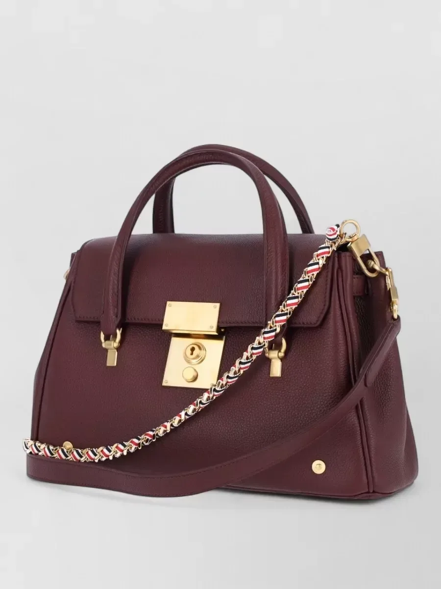 Thom Browne Leather Tote bordeaux, foto 3