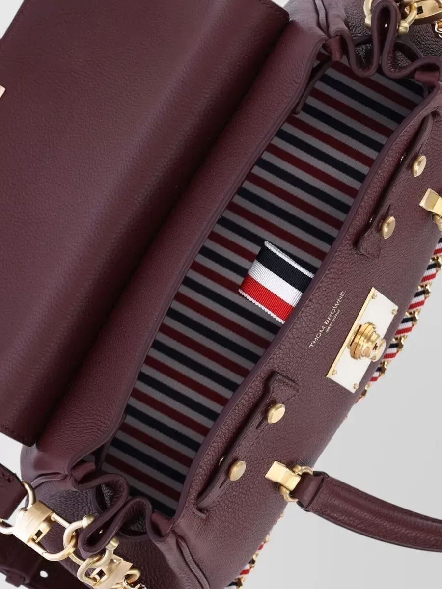 Thom Browne Leather Tote bordeaux, foto 4