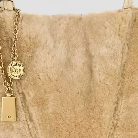 Borsa tote Chloé Spin beige, dettaglio