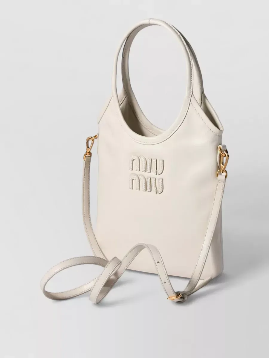 Mini cabas Miu Miu Ivy Mini blanc, photo 2
