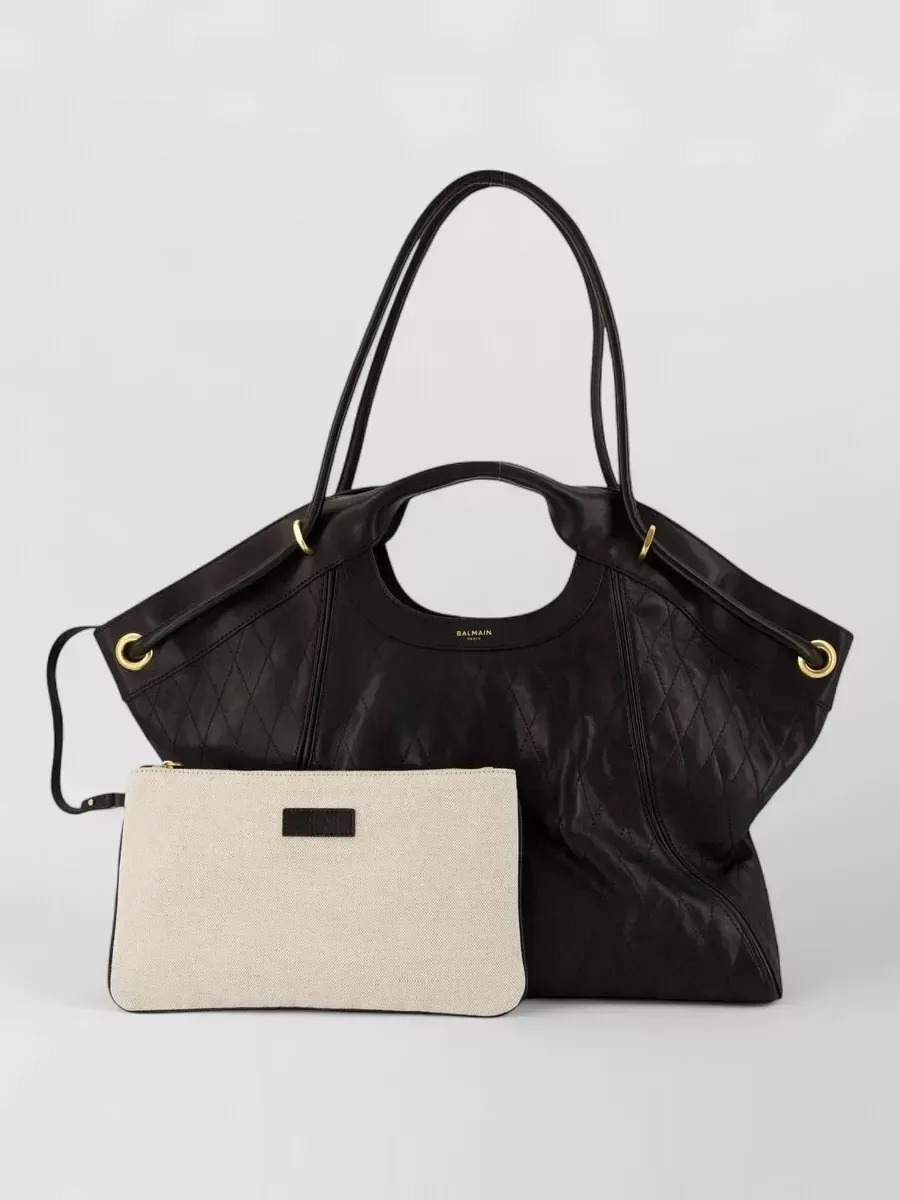 Balmain Large Quilted Tote in Black, photo 1