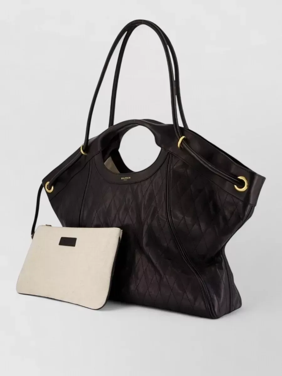 Balmain Large Quilted Tote in Black, photo 2