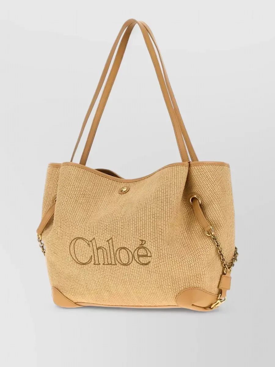 Cabas Chloé Clover en raphia beige, photo 1