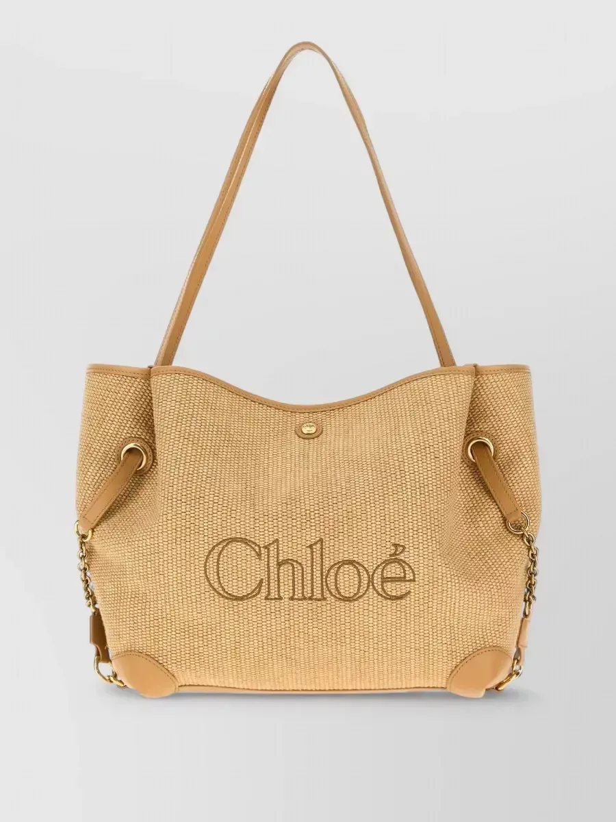 Cabas Chloé Clover en raphia beige, photo 2
