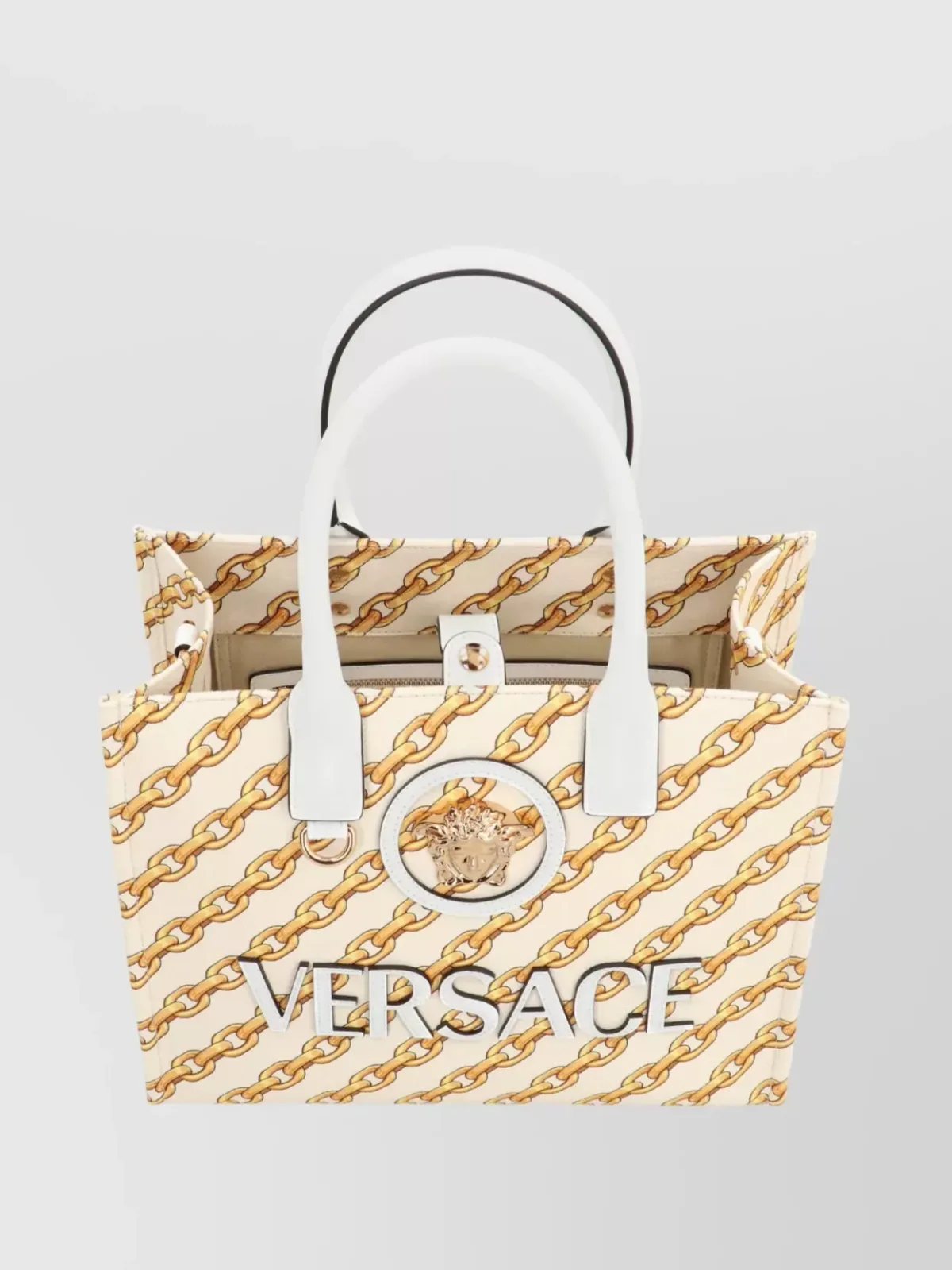 Versace La Medusa Small Tote in Cream, photo 4